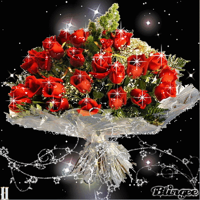 Fleur bouquet roses rouge gif 03
